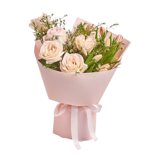 Roses & Tulips with Wax Flower